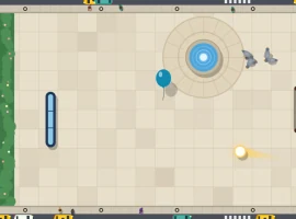 Level 1: Bridge Town with fountain and pigeons