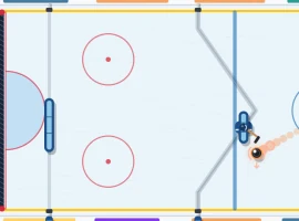 Table hockey with a puck and players on rods