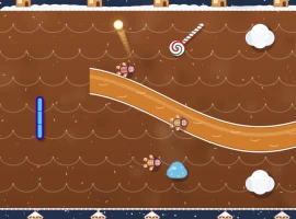 Candy Land with a chocolate river and gummy bears